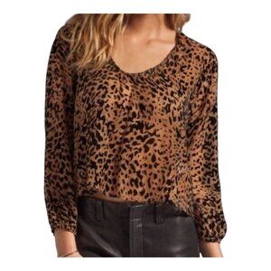 Lovers + Friends Daydream Leopard Print Burnout Top Mob Wife Women's Medium